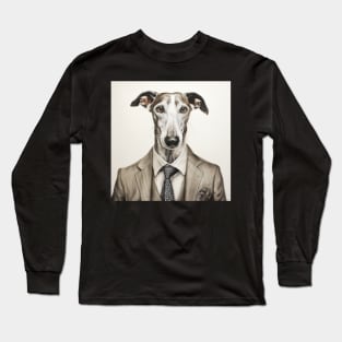 Greyhound Dog in Suit Long Sleeve T-Shirt